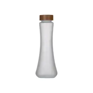 Taille mince 300 ml bouteille d'eau de noix de coco verre verres à boissons bouteille d'emballage pour bouteilles de jus de lait avec couvercle en bambou