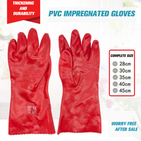 Gants antidérapants en PVC résistants aux produits chimiques, imperméables et longue durée de vie, de couleur rouge, pour la protection personnelle, fournis par le fabricant