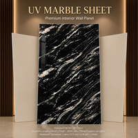 Panel de Pared de PVC MORLENX Blanco Gris con Vetas Doradas, Lámina de Mármol UV de Alto Brillo, Impermeable, para Interiores de Hoteles y Villas