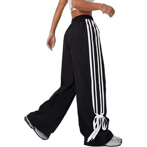 Pantalones Anchos Y2K para Mujer, Pantalones Deportivos Largos con Cintura Elástica a Rayas, Pantalones Paracaídas, Tejido Transpirable, Cintura Alta - Product Image 2
