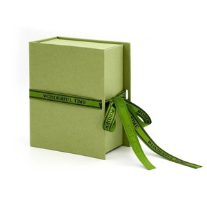 Green Magnetic Gift <b>Box</b> with Ribbon, Book Shaped Rigid <b>Box</b> for <b>Wedding</b> Birthday - Product Image 1