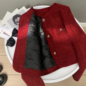 Noir petit parfum <span class=keywords><strong>manteau</strong></span> court 2025 nouveau printemps et automne mince Tweed à manches longues haut vestes pour femmes - Product Image 2