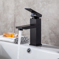 Laiton eau froide et chaude mélange carré noir bassin monotrou cuivre cuisson vernis Art bassin robinet