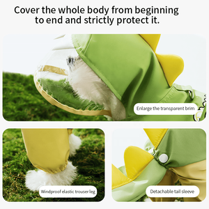 Couvre-pied tout en un Couvre-queue Meilleur imperméable pour chien Vêtements imperméables Harnais Teckel Greyhound Veste de pluie pour chien avec Dian Pawu - Product Image 6