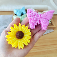 Papillon marguerite fleur breloques Unique 3D Silicone anniversaire bougie moules résine gâteau outils barre accessoires inspirés par Ins Style