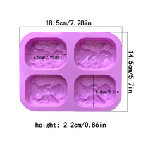 Leicht zu lösende 4-Loch Silikonform in Lila für Engel (Junge oder Mädchen) – Lebensmittelechte Fondant- und Seifenform zur Kuchendekoration