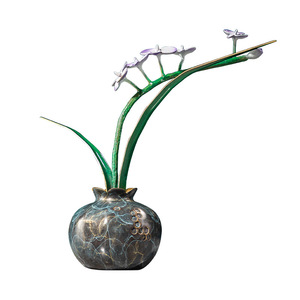 Jarrón de Orquídeas de Cobre, Artesanía en Metal, Decoración para el Hogar, Regalo - Product Image 5