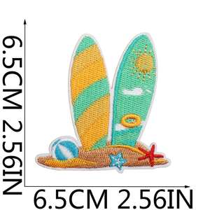 Patch thermocollant brodé style vacances d'été, motif vague de plage et bateau, pour la décoration de vêtements, chapeaux et sacs - Product Image 3