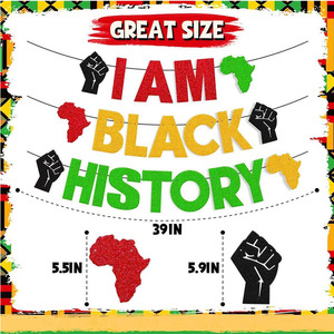 Black History Month Pull Flag Blacked Party Decoration Table Decorations Theme Party <b>Banner</b> - Product Image 5