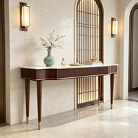 Meubles de maison modernes, meubles de salon, meubles d'hôtel, meubles d'appartement, tables consoles courbées en bois avec plateau en marbre blanc