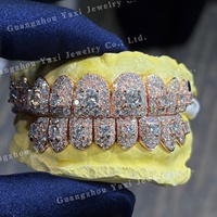 Grillz dentaire personnalisé pour lune de miel, en argent S925, avec grande pierre centrale D VVS taille brillant rond, serti, certifié, unisexe, style Hip Hop pour hommes