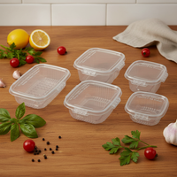 Petites boîtes jetables en plastique PP écologiques pour l'emballage alimentaire économique avec couvercle pour sushis, nouilles, jus et chewing-gum