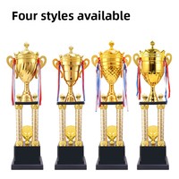 Trophée JIATAO en métal gravé à quatre colonnes pour les compétitions sportives de marathon, de basketball et de football pour enfants, personnalisable