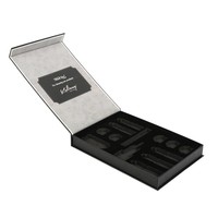 Boîte à rabat noir rigide avec fermeture magnétique, emballage cadeau avec insert en mousse EVA noire