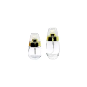 New Style 30ml 50ml Oval Shape Cosmetic Glass Essential Oil Pump Serum Foundation Glass Lotion Bottles