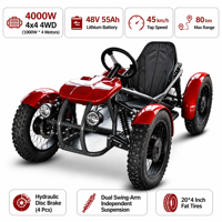Quad électrique tout-terrain 4x4 rouge avec suspension indépendante pour la conduite en extérieur