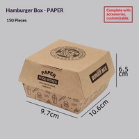 Boîte d'emballage alimentaire en papier kraft non pliable en forme de bateau pour hamburgers, frites et poulet frit