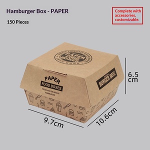 Caja de Embalaje de Papel Kraft No Plegable en Forma de Barco, Apta para Alimentos, para Hamburguesas, Papas Fritas y Pollo, Palomitas y Otros Snacks - Product Image 6