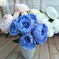 Hot Sale European Style Kunstseide 5 Köpfe Runde Pfingstrose Blumen Weiß Für Hochzeit Home Party Dekorative Blume