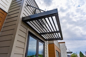 Auvent <span class=keywords><strong>de</strong></span> terrasse en alliage d'aluminium durable Kebil CP-01, revêtement poudré, à lames orientables, avec gouttière, taille personnalisable, esthétique - Product Image 3