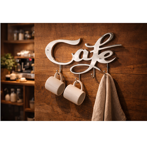 Wall Mounted Metal Cafe Hook <b>Rack</b> for Mugs & Towels Kitchen Storage & Home Decor Organizer Available at Wholesale Price - Product Image 1