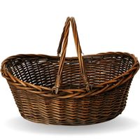 Panier à linge avec support, panier étroit en rotin tressé brun avec couvercle, paniers à fruits ronds en rotin, clair et foncé, 2 x 4 pieds