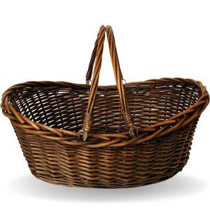 Keranjang cucian dengan dudukan coklat anyaman sempit tutup keranjang rotan bulat keranjang buah ringan dan gelap 2X4 kaki - Product Image 6