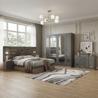Ensemble de chambre à coucher moderne en MDF et bois, lit double king size, mobilier de maison simple et moderne, vente en gros à prix abordable