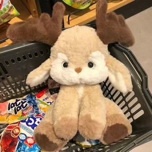Adorable renne de Noël brodé en peluche, jouet en tissu doux et duveteux avec écharpe à carreaux et bois de cerf, idéal pour la Saint-Valentin - Product Image 6