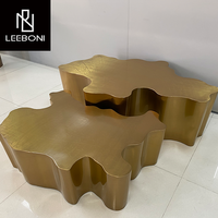 Tables basses modernes irrégulières en acier inoxydable or de luxe pour le salon, tronc d'arbre au design unique italien
