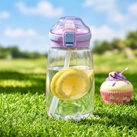 Bouteille d'eau sportive en plastique personnalisée pour enfants, sans BPA, avec paille à ouverture rapide à une main, résistante aux chutes