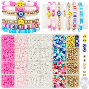<b>Diy</b> Jewelry Set Polymer Clay Beads Black White Gold Silver Bracelet Making <b>Kit</b> For Children Craft Supplies - Product Image 5