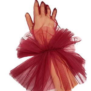 Guanti Sexy in pizzo alla moda da 30cm manica a sbuffo in <span class=keywords><strong>Organza</strong></span> con volant in Tulle corto elasticizzato - Product Image 3