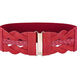 <span class=keywords><strong>Ceinture</strong></span> élastique sculptée pour <span class=keywords><strong>femme</strong></span> avec boucle en alliage, en polyester imprimé, tendance, passe-partout, rouge, 80-100 cm - Product Image 2