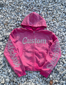 <span class=keywords><strong>Felpe</strong></span> da <span class=keywords><strong>uomo</strong></span> con cappuccio tagliate larghe di alta qualità lavate con cappuccio da sole sbiadite e ricamate con Design strass decorazioni <span class=keywords><strong>taglie</strong></span> forti da <span class=keywords><strong>uomo</strong></span> - Product Image 4