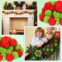 Pompons en fausse fourrure de lapin de 6 cm et 8 cm avec double ruban, boules suspendues, décorations de fête, ornements pour arbre de Noël, pendentifs suspendus