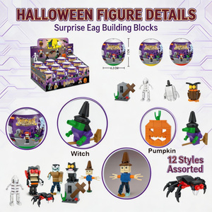 Jouets et cadeaux d'Halloween EPT pour enfants : Blocs de construction <span class=keywords><strong>maison</strong></span> hantée, mini briques mignonnes, idéales pour <span class=keywords><strong>les</strong></span> sacs cadeaux et <span class=keywords><strong>les</strong></span> <span class=keywords><strong>tours</strong></span> d'Halloween - Product Image 4