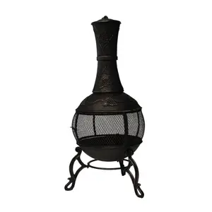 Grape Design Outdoor Fireplace Wood Burning Antique Chimenea Cast Iron Heavy Chimeneas