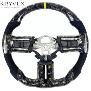 Kryvex pour Ford Mustang GT 2015-2023, volant de direction en <span class=keywords><strong>fibre</strong></span> de carbone véritable, design vibrant, personnalisé Shelby, nouvelle conception - Product Image 1