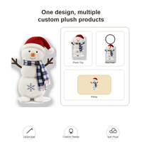 Peluche Bonhomme de Neige de Noël Personnalisée, Poupée d'Hiver Douce Rembourrée avec Chapeau de Père Noël et Écharpe à Carreaux, Cadeau Boutique, Faible MOQ, Support OEM ODM