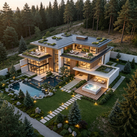 Villa modulaire à plusieurs étages en structure acier avec piscine, villa résidentielle préfabriquée moderne