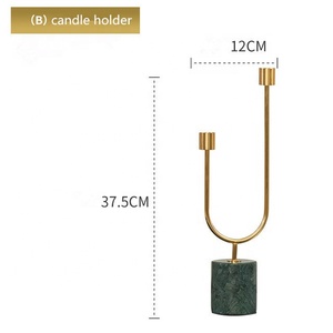 Portacandele di Lusso in Metallo Dorato con Base in Marmo, Accessorio Romantico per Decorazione Casa <span class=keywords><strong>e</strong></span> Tavola - Product Image 5