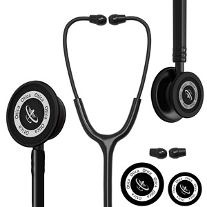 Stéthoscope OTICA Full Black à double face, diaphragme en aluminium et cadre thermolaqué, son clair, pour étudiants en médecine - Product Image 1