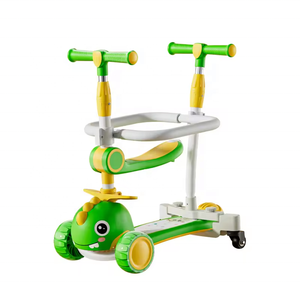 Vente directe d'usine, trottinette pliable pour enfants à 3 roues, moderne, avec siège, hauteur réglable et roues lumineuses - Product Image 1