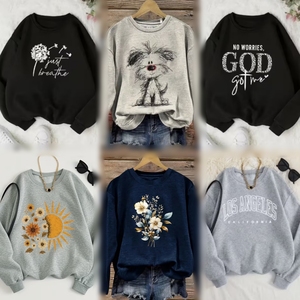 เสื้อสเวตเชิ้ตผู้หญิงถักนิตติ้งสำหรับฤดูใบไม้ร่วงและฤดูหนาว ผ้าโพลีเอสเตอร์/คอตตอน ทรงหลวม ใส่สบาย อุ่น นุ่ม สีพื้น ขายส่ง - Product Image 3