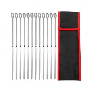 Brochetas de Acero Inoxidable para Barbacoa de 31 cm, Paquete de 12 Brochetas Planas de Metal Reutilizables para Asar - Product Image 2