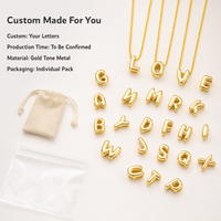 Collier à lettres bulles, pendentif initial personnalisé, collier à breloques gonflées, cadeau DIY pour elle, bijoux pour femme
