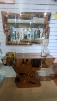 Table console carrée de luxe contemporaine américaine avec tiroirs - Motif diamants écrasés, design moderne pour salon et maison