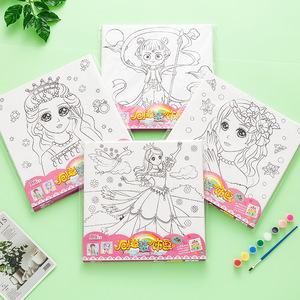 Set Pittura Fai-da-te per Bambini: Telaio in Legno 30x30 cm con Tessuto, Colori a Olio/Acquerello, Lavagna da <span class=keywords><strong>Disegno</strong></span> Cartoni Animati per Attività Manuali - Product Image 2