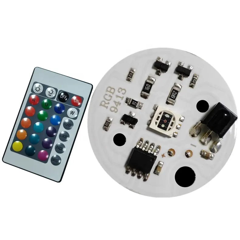 DC5V Multicolor LED RGB light circuit PCB board with IR 24keys remote control Diameter 31mm for 3D NIght light Moon lamp